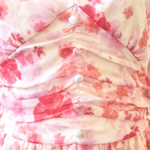 Versona Pink Rose Floral Knee-Length V-Neck Balloon Coquette Dress Extra Small - Picture 4 of 11